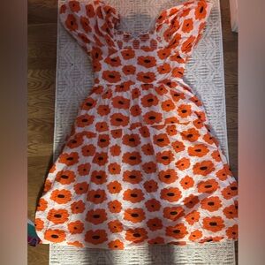 Polagram Orange and White Textured Top